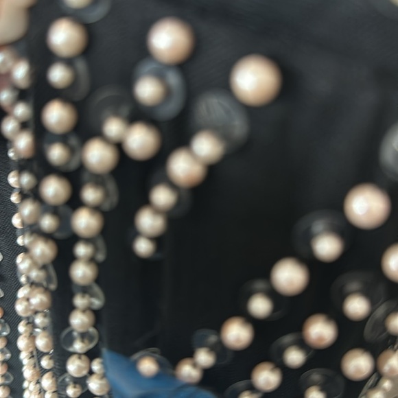 PEARL EMBELLISHED SOFT TIE ONE SHOULDER GOWN NWT - Picture 4 of 4